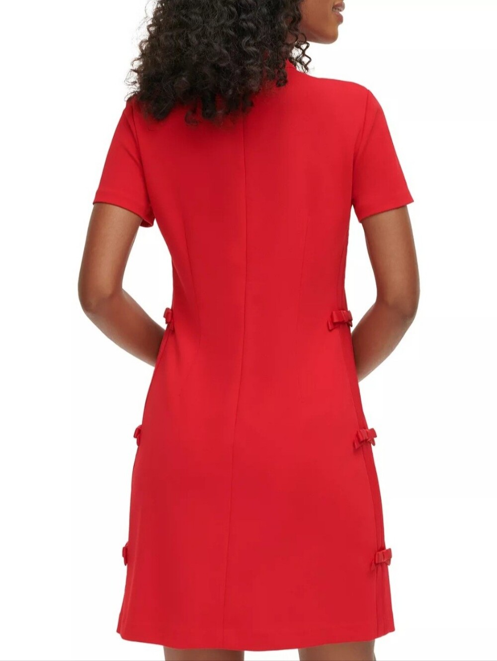 Karl Lagerfeld Paris Women's Mock Neck Bow Trimmed Red Shift Dress - Size 8 NWOT - Picture 8 of 8